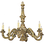 C173-WCH 17 By Artdemexico - Wood Lighting Collection Collection Premium Gold Reale Finish Carved Wood Chandelier